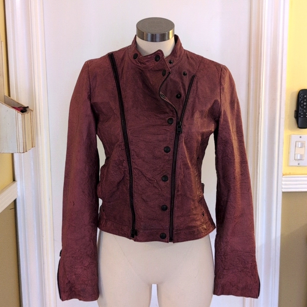 Levi's, genuine leather jacket, Capital, maroon, size M